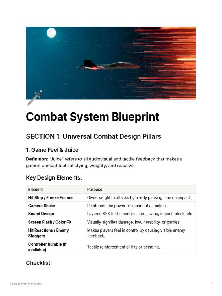 Combat System Design Blueprint | PDF | Feedback