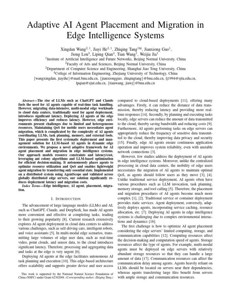 Adaptive AI Agent Migration in Edge Systems | PDF | Artificial ...