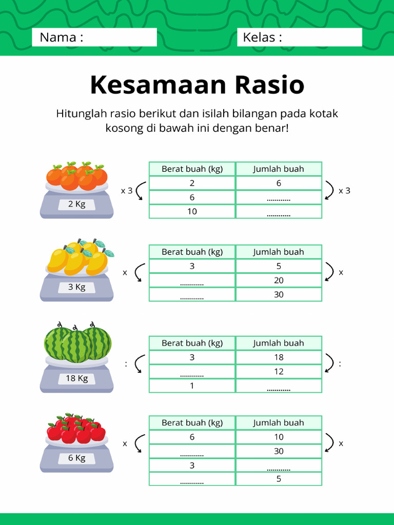Kesamaan Rasio Lembar Kerja Hijau Putih Minimalis | PDF