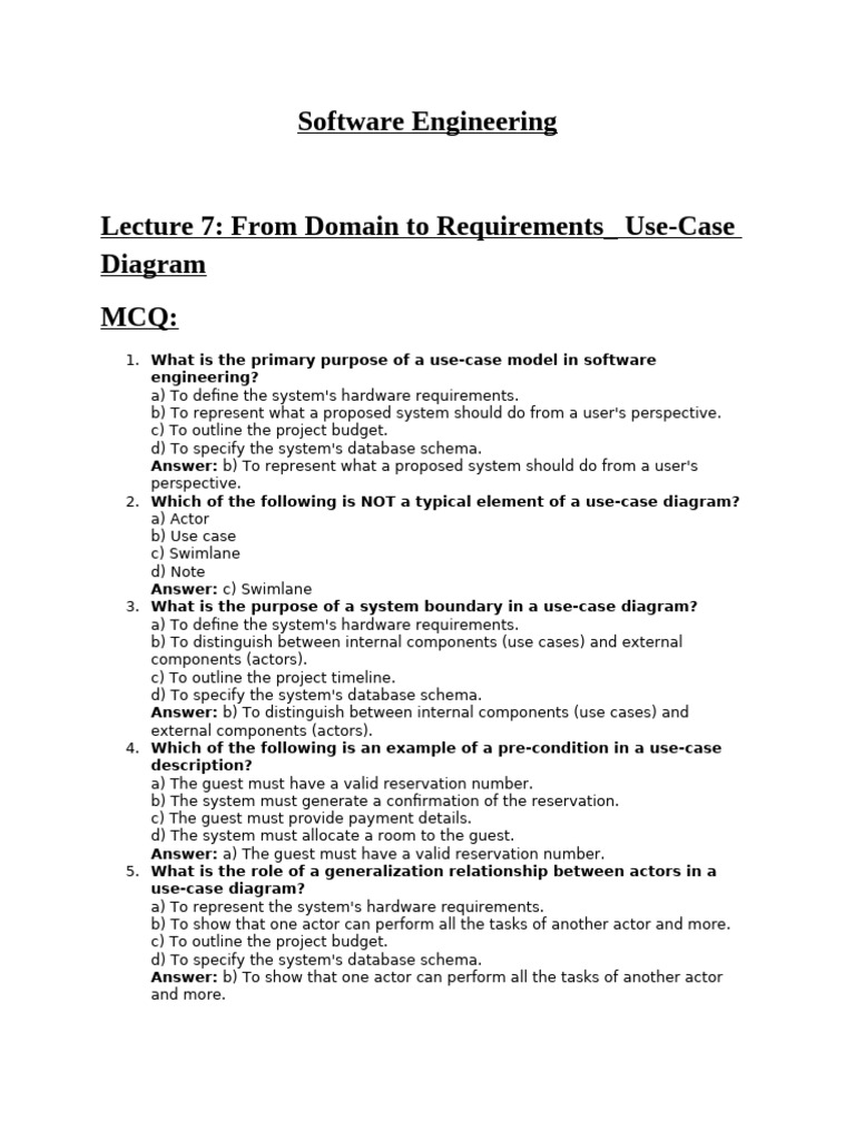 Sheet SW Lec 7 | PDF | Use Case | Conceptual Model