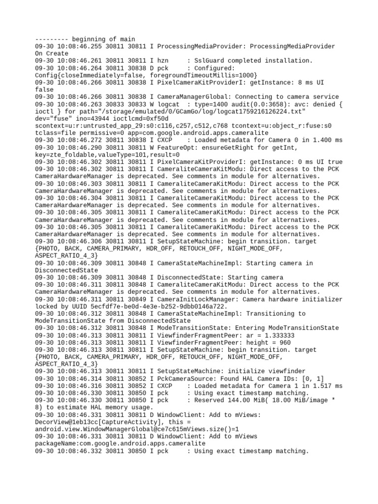 Camera Initialization Log Details | PDF | Exposure (Photography ...