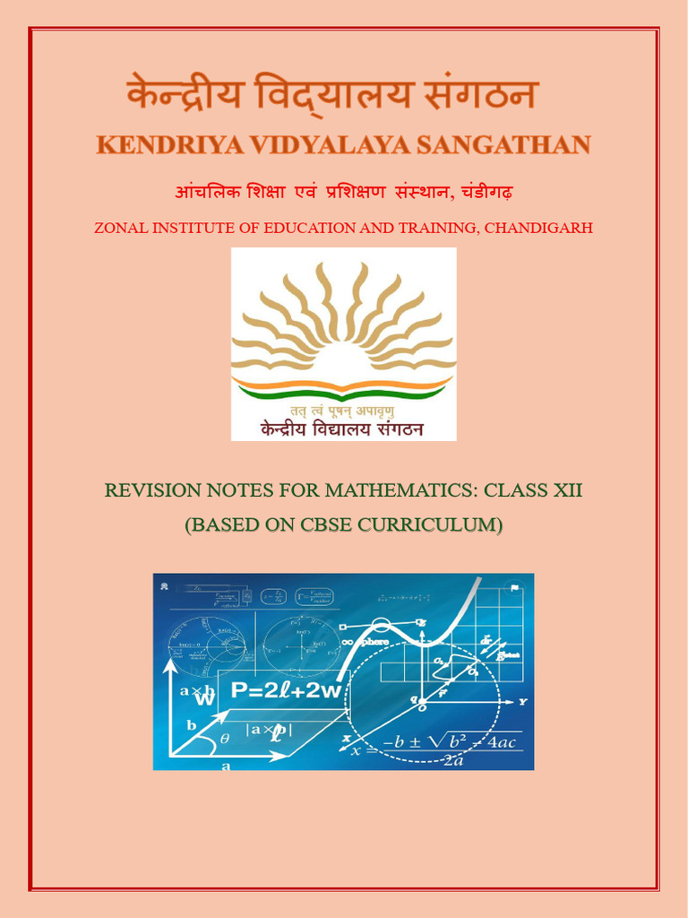 Class XII Mathematics Revision Notes | PDF | Derivative | Mathematics