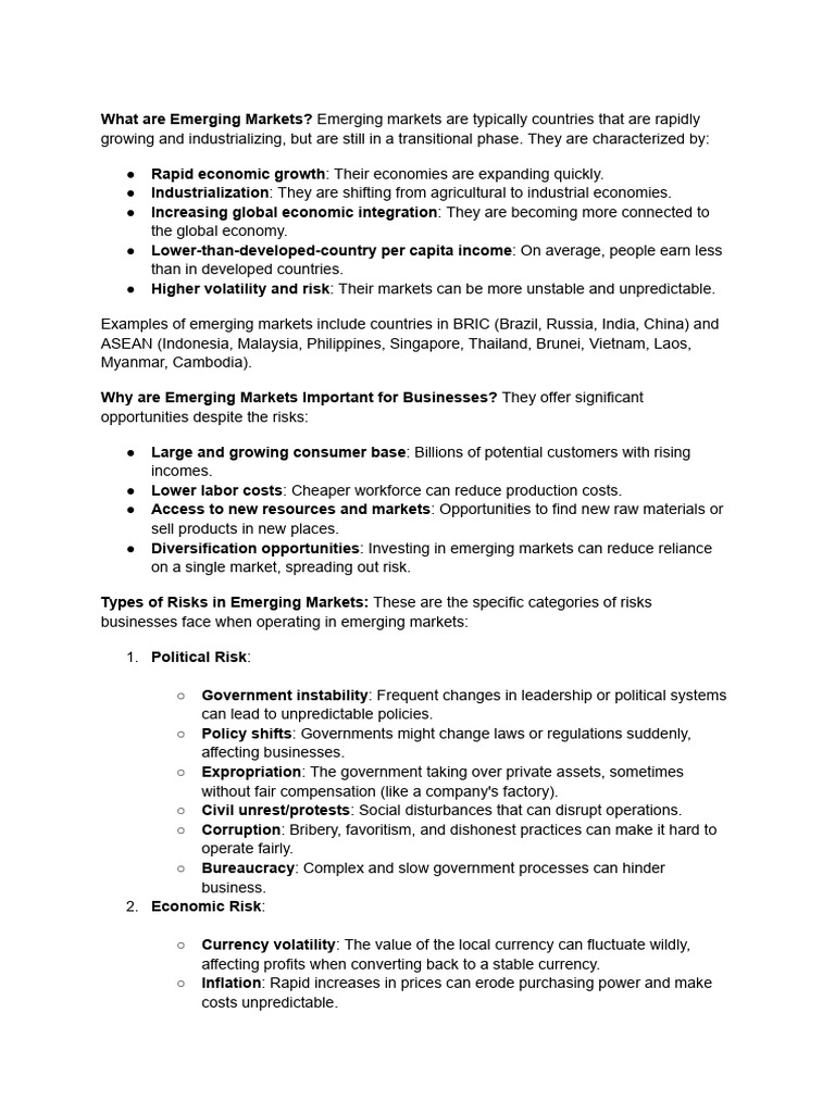 Understanding Emerging Markets Risks | PDF | Walmart | Risk