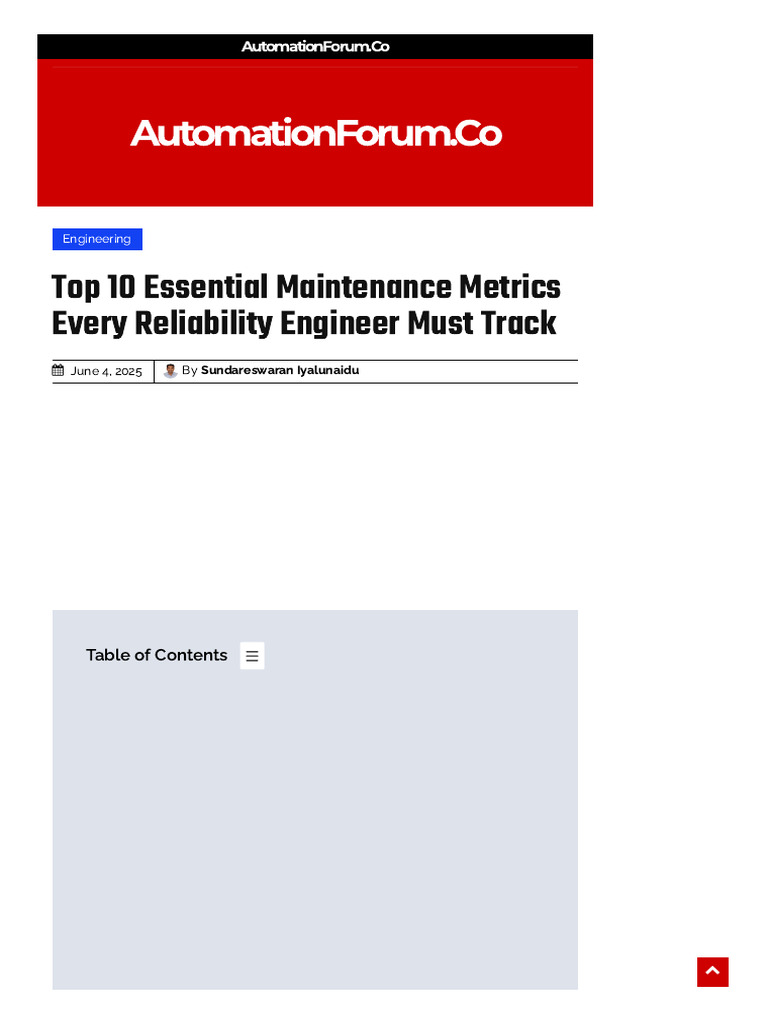 Top 10 Essential Maintenance Metrics Every Reliability Engineer Must ...