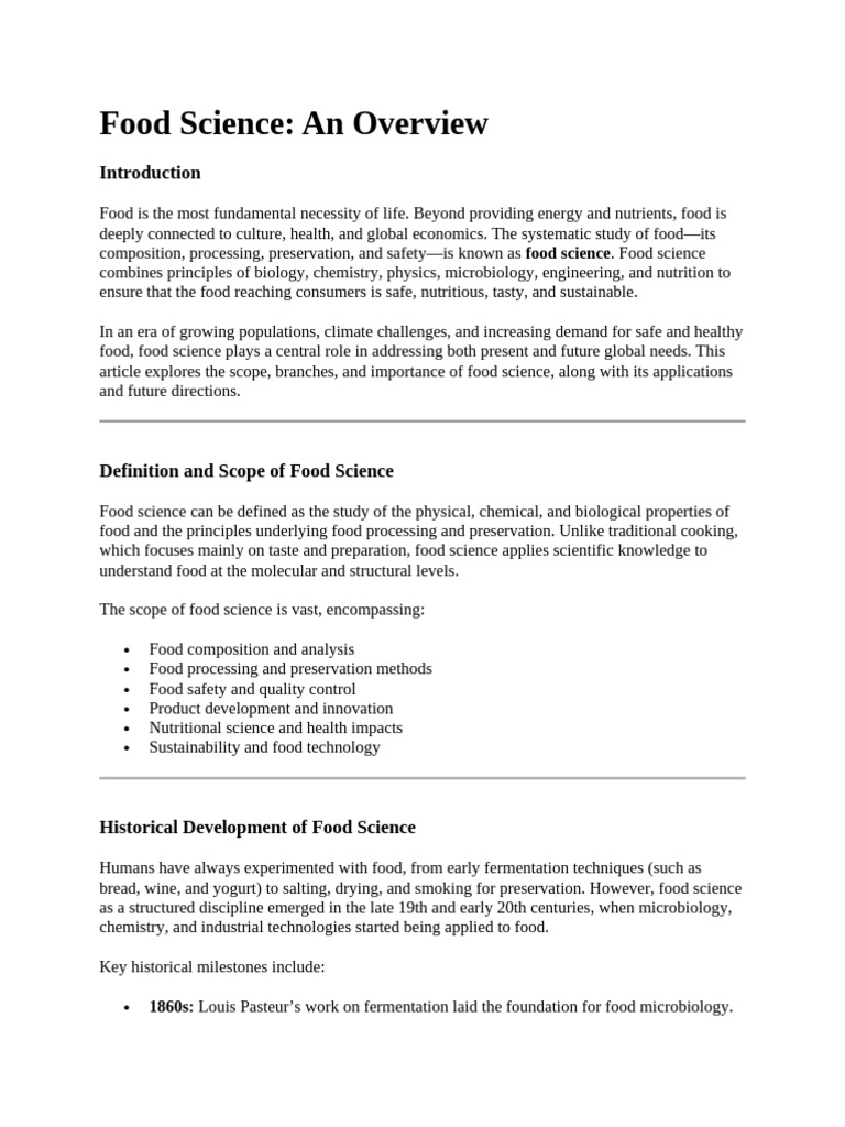 Overview of Food Science and Its Impact | PDF | Food Science | Foods