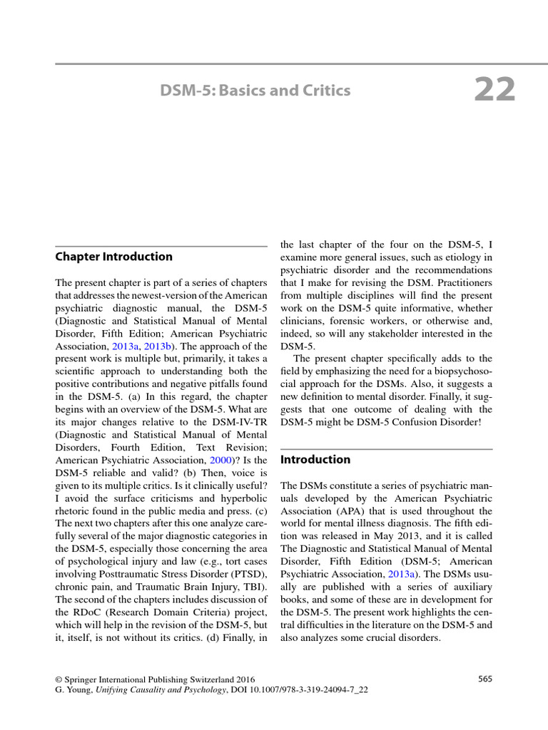 DSM-5 Overview and Critiques | PDF | Dsm 5 | Diagnostic And Statistical ...