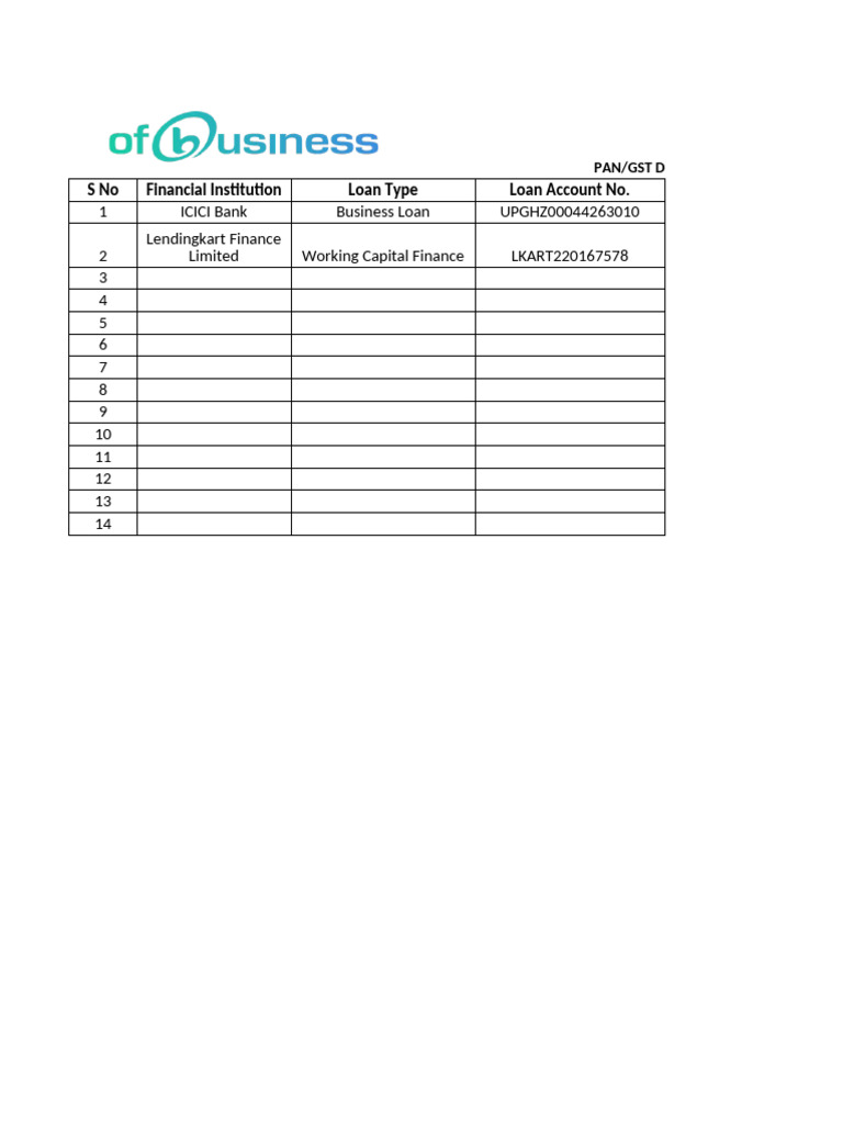 Client Loan Sheet Template Pdf