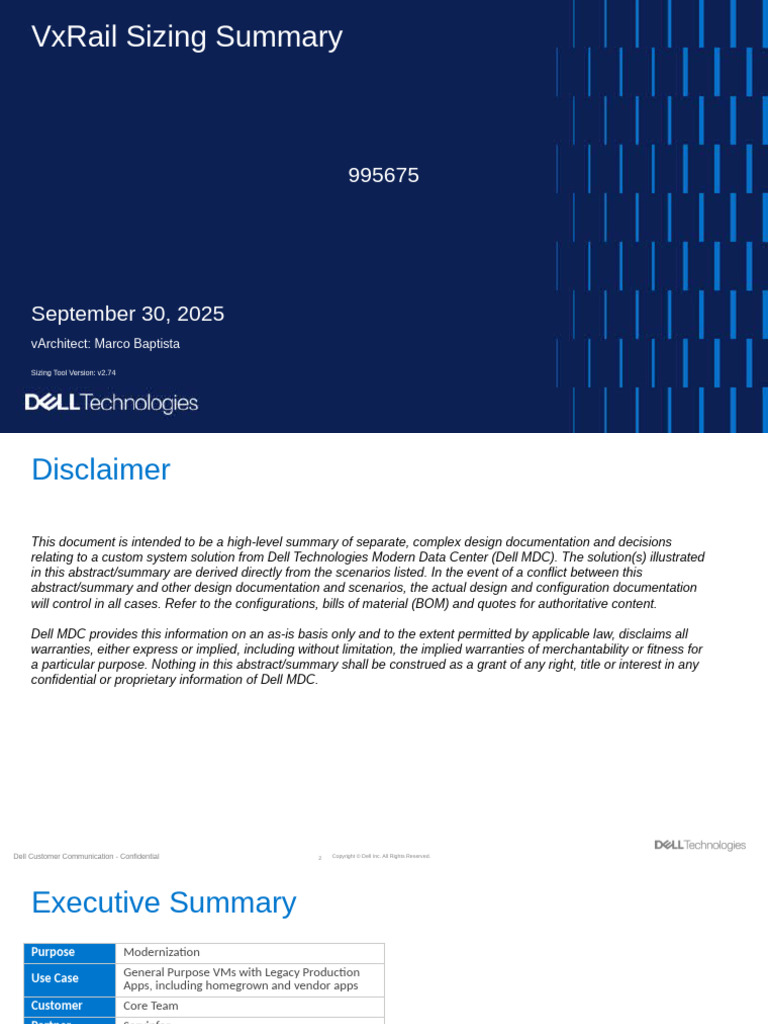 VxRail Sizing Summary Report | PDF | Central Processing Unit | Byte