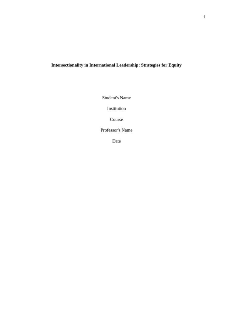 Intersectionality in Women's Leadership | PDF | Intersectionality ...