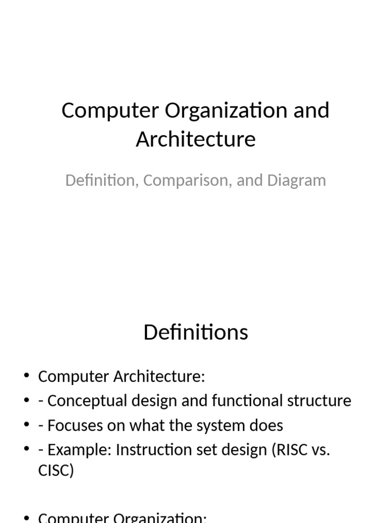 Computer Architecture vs. Organization | PDF
