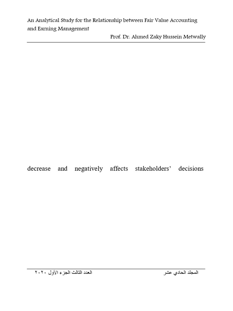 Fair Value Accounting and Earnings Management | PDF | Fair Value ...