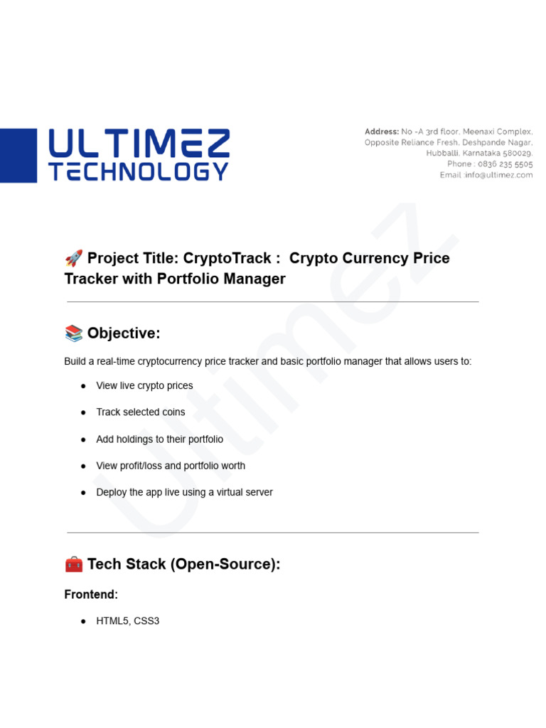 CryptoTrack: Live Crypto Price Tracker | PDF | Computing | Software