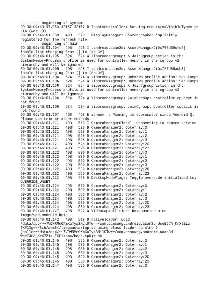 Android Scan3D Log Analysis | PDF | Computing | Computer Programming