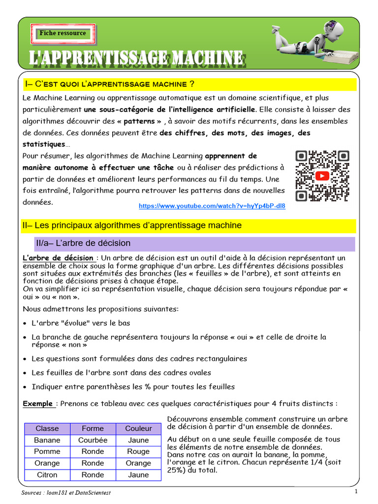 Introduction au Machine Learning et algorithmes | PDF | Apprentissage ...