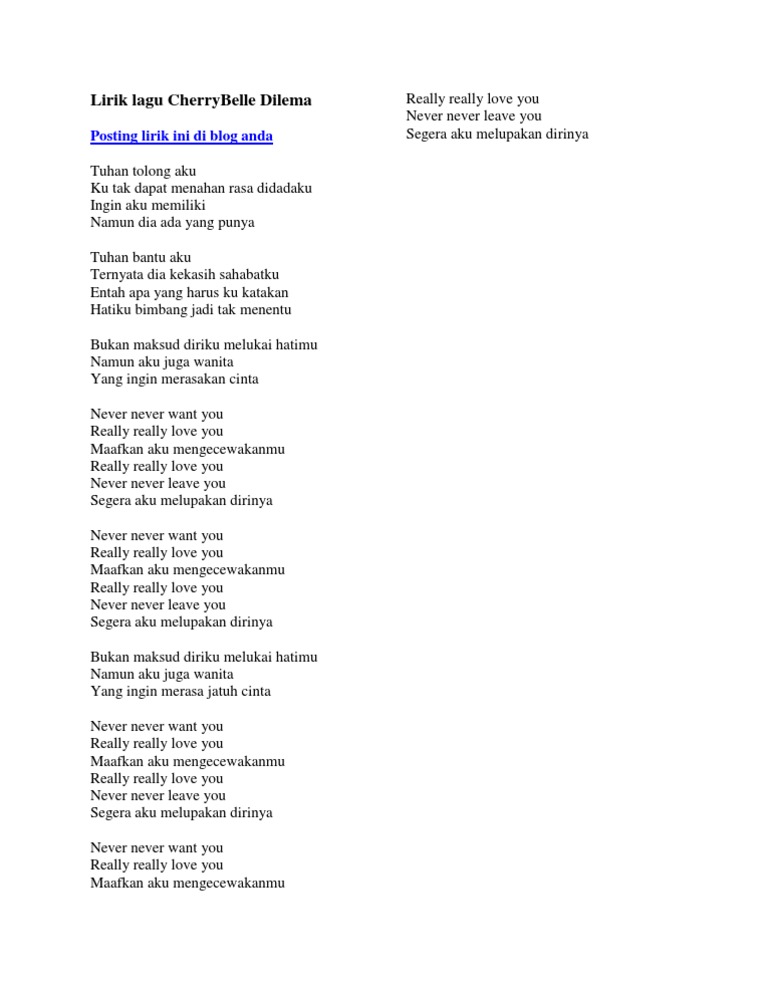 Lirik Lagu Cherry Belle Dilema
