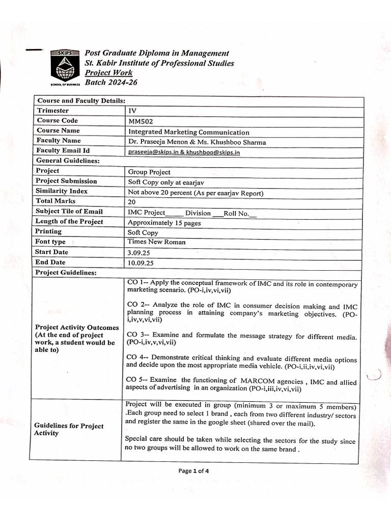 IMC Project | PDF