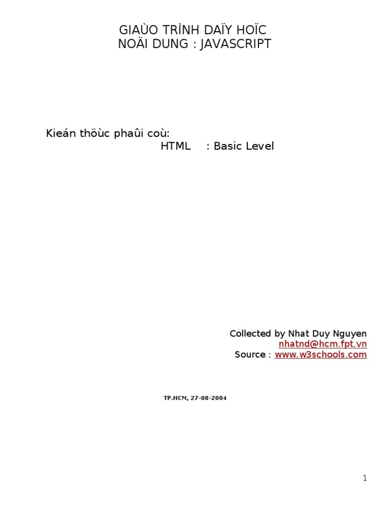 Giao Trinh Day Javascript | PDF | Java Script | Html Element