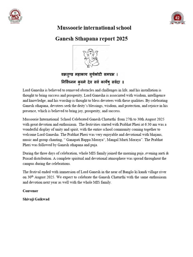 Ganesh Sthapana Report+2025 | PDF