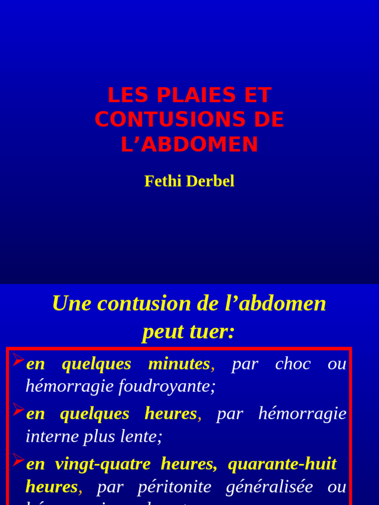 Traumatismes Abdominaux : Plaies et Contusions | PDF | Foie ...