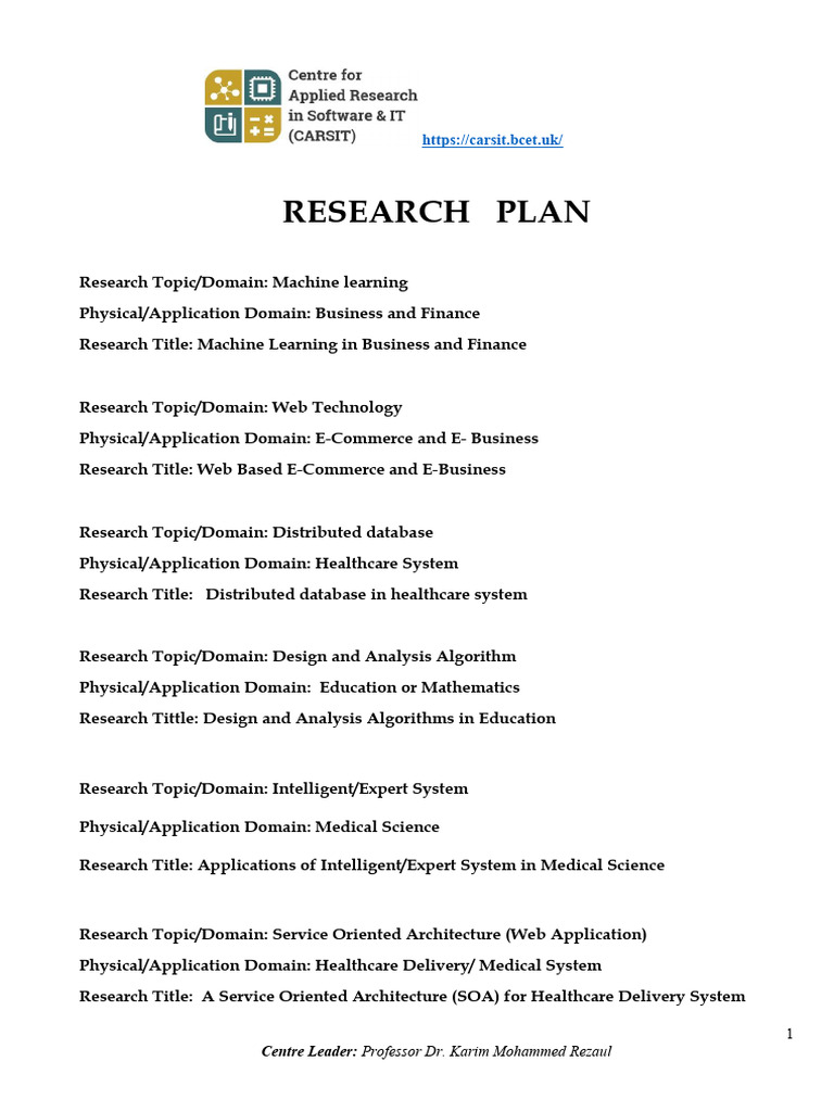 6 - Research Plan - You Must Follow This Document For Creating Your One ...