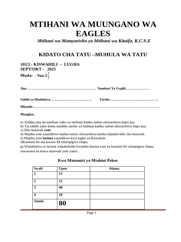 Matumizi Ya Lugha | PDF