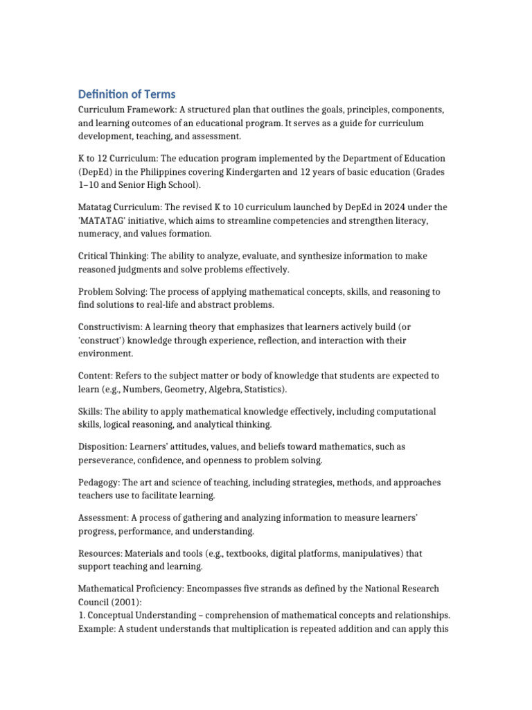 Definition of Terms Expanded | PDF | Curriculum | Mathematics