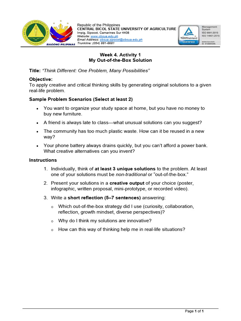 Creative Problem-Solving Activity Guide | PDF