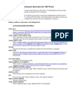 Keyboard Shortcuts For MS Word