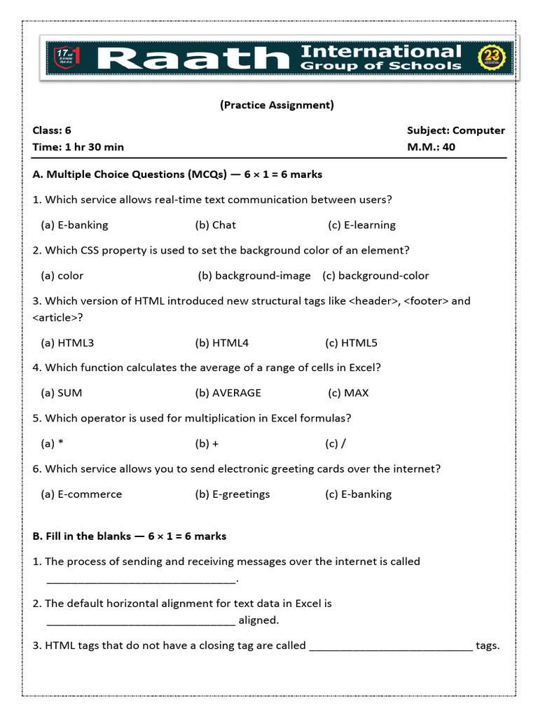 Practice Midterm Computer - VI | PDF | Html | Internet