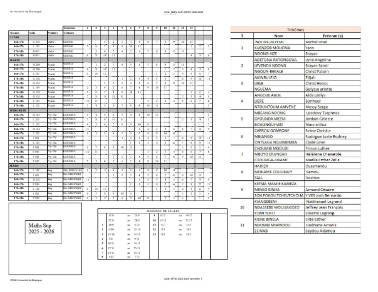 Colles Maths SUP MPSI 2025-2026 | PDF