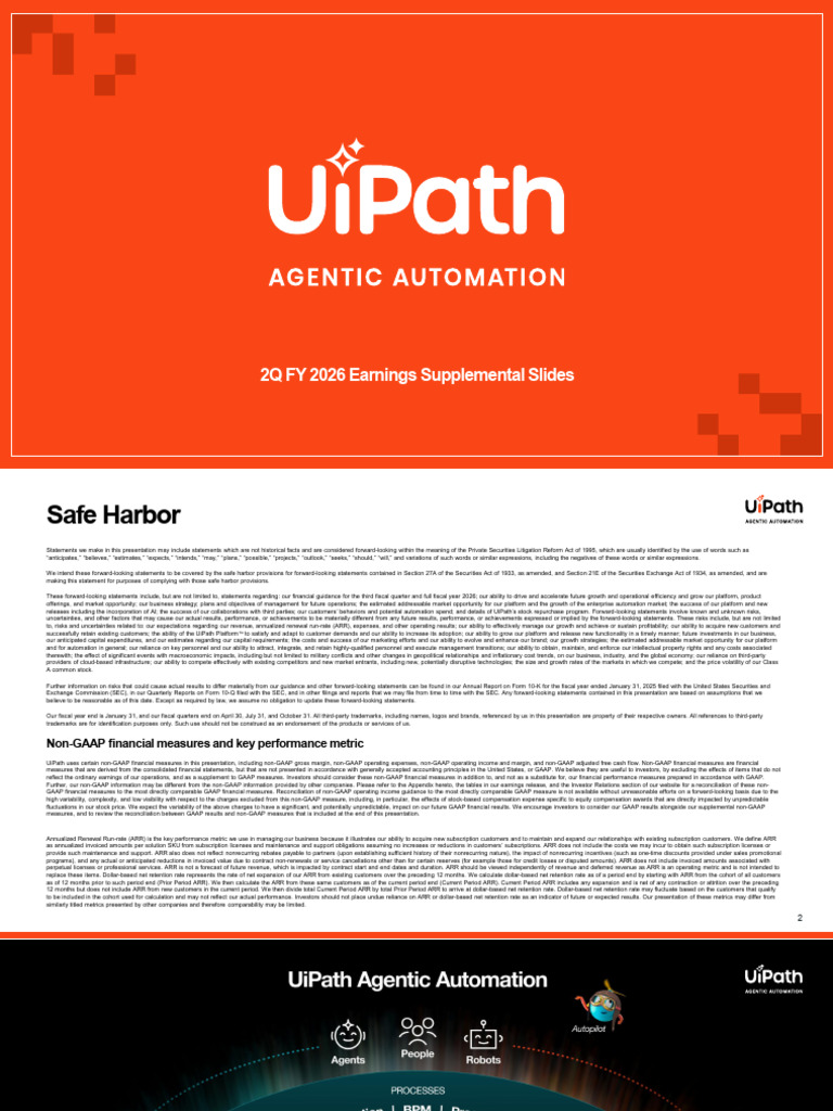 UiPath 2Q 2026 Earnings Slides | PDF | Expense | Payroll