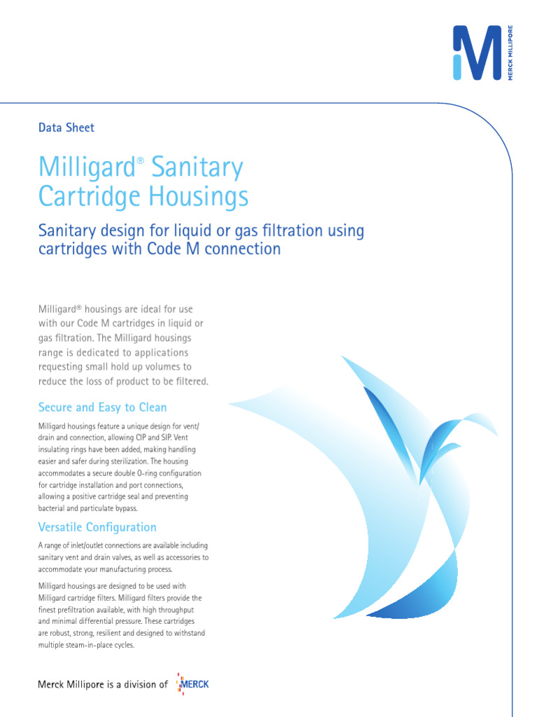 Milligard® Sanitary Cartridge Housings | PDF | Valve | Mechanical ...