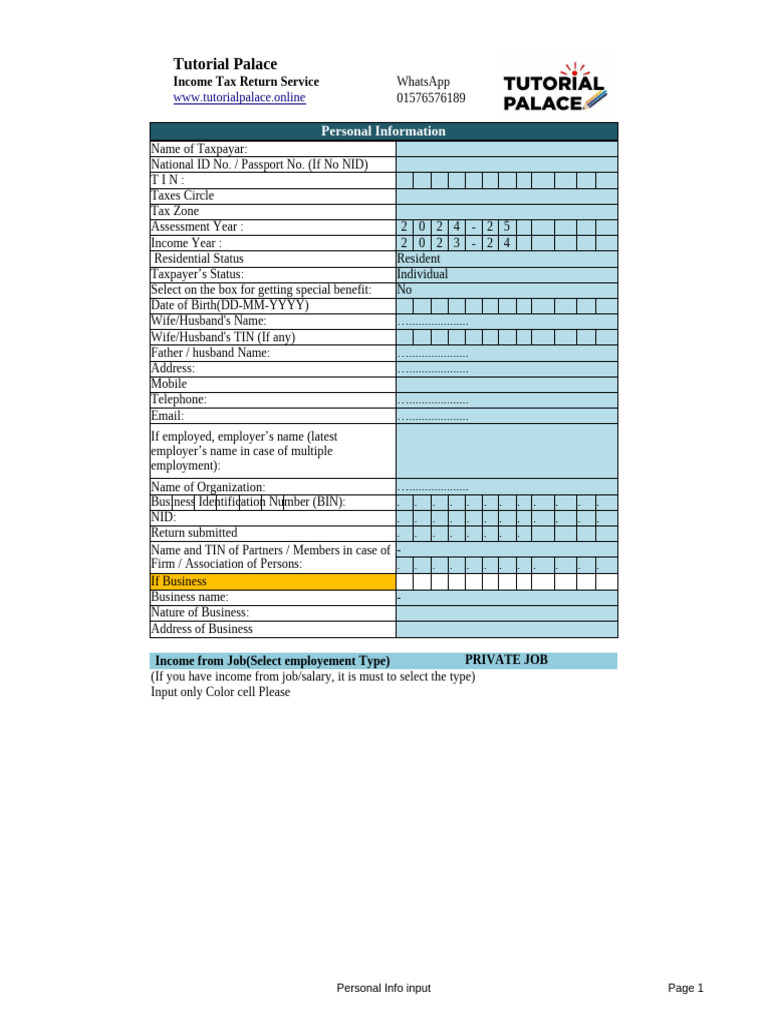 Income Tax Return Form for Individuals | PDF | Expense | Taxes