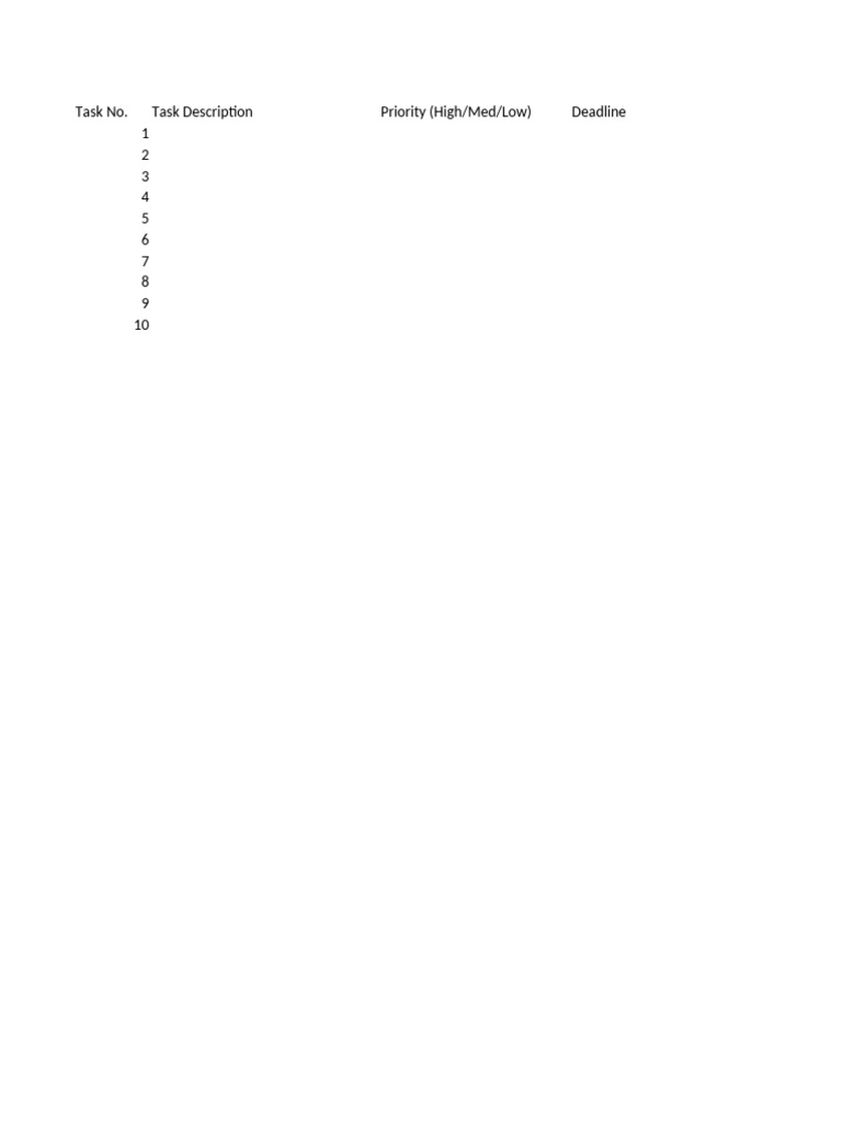 To Do List Template | PDF