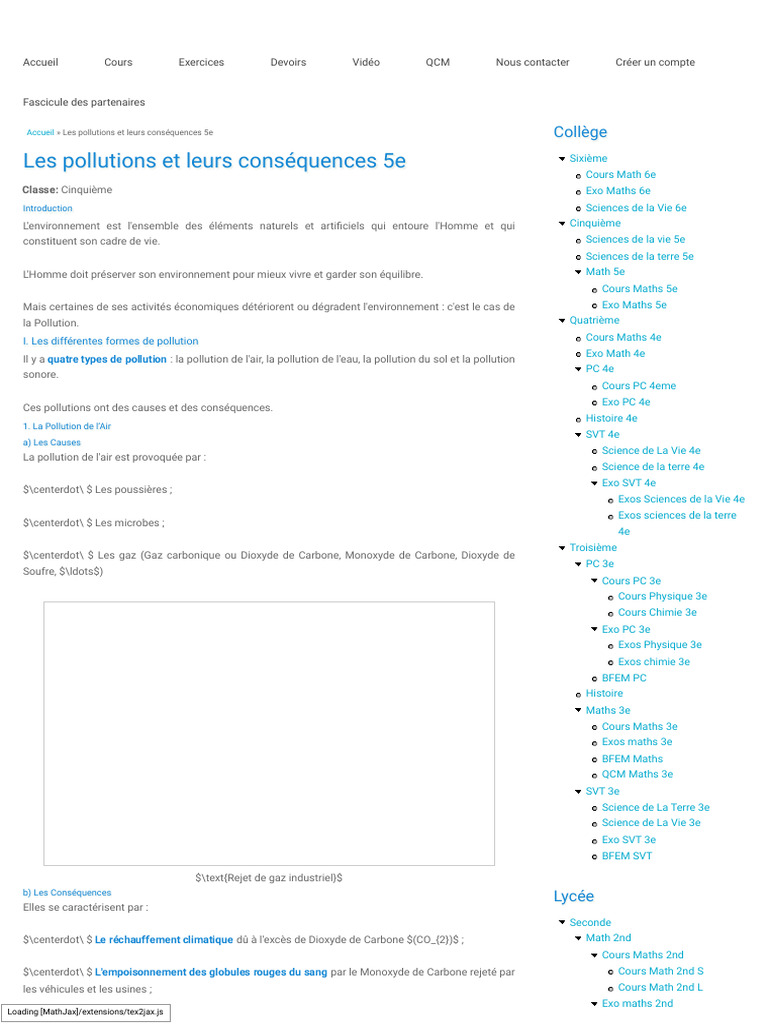Pollutions et leurs conséquences en 5e | PDF | Pollution de l'eau | la ...