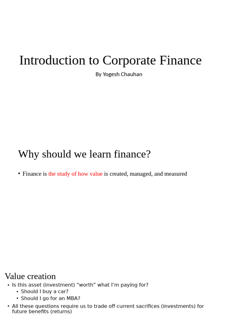 Introduction To Corporate Finance | PDF | Investing | Cost Of Capital