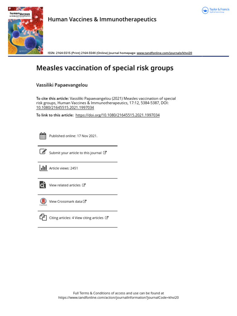 Measles Vaccination in High-Risk Groups | PDF | Measles | Vaccines