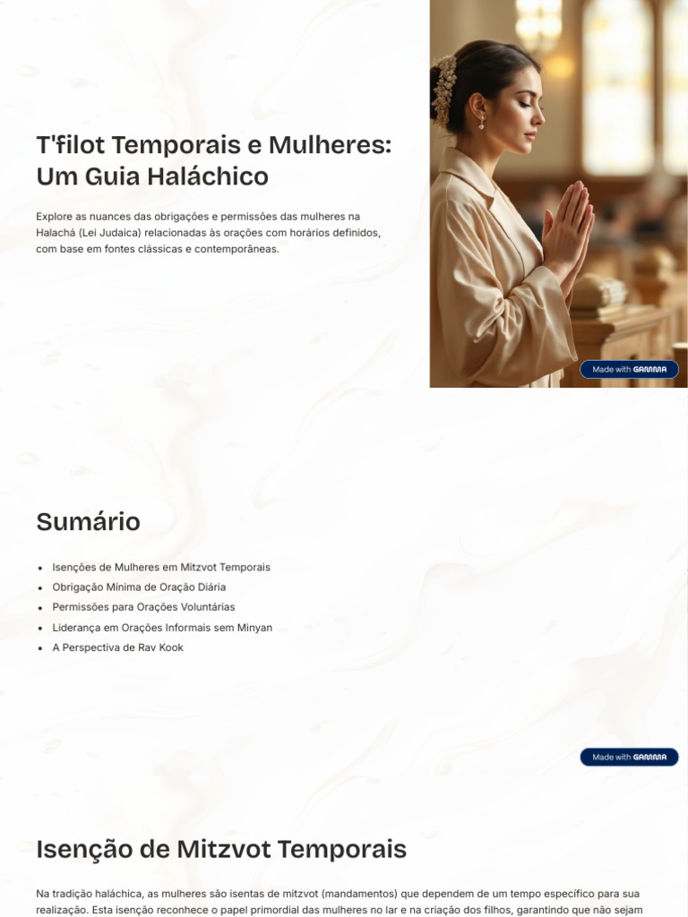 Mulheres e T'filot na Halachá | PDF | Oração | Halacá