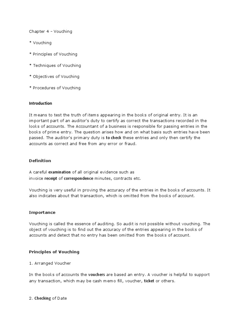 Vouching Voucher Audit