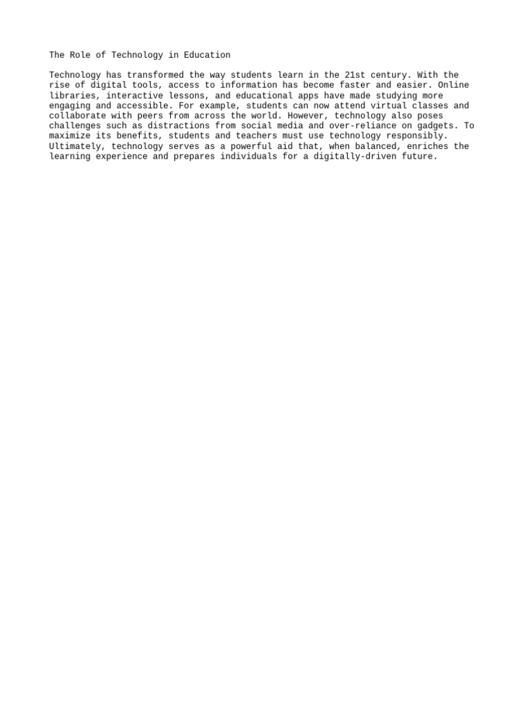 The Role of Technology in Education | PDF