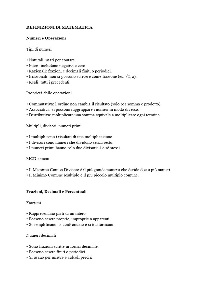 Definizioni Matematica | PDF