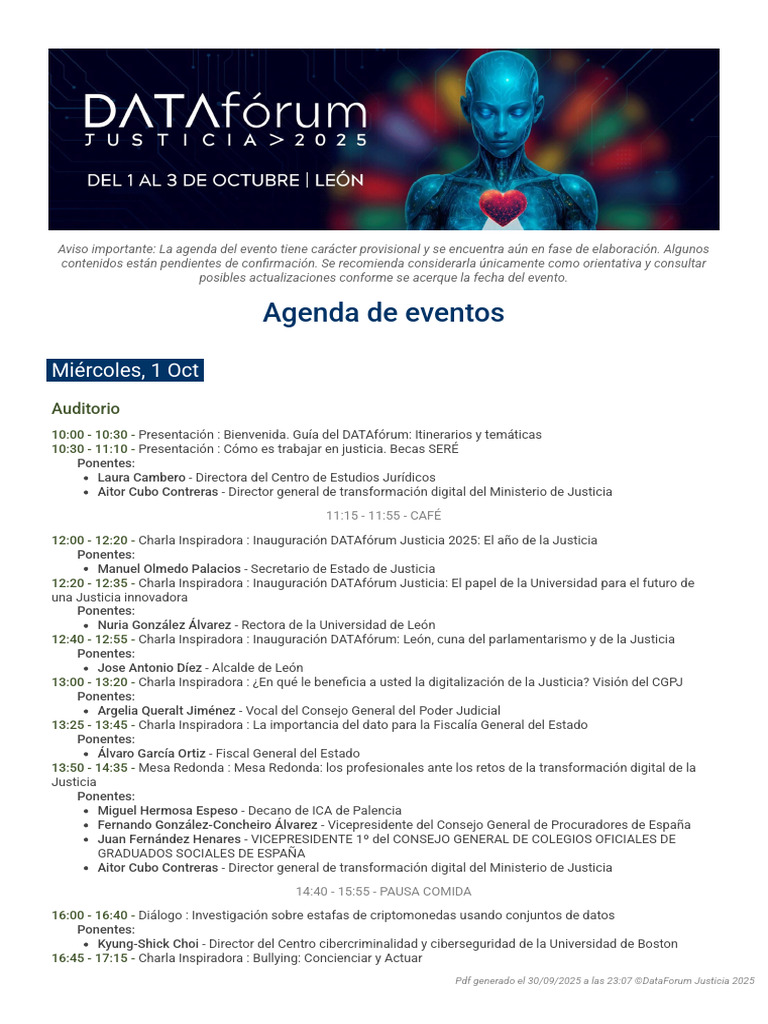 Agenda DATAfórum Justicia 2025 | PDF | Justicia | Crimen y violencia