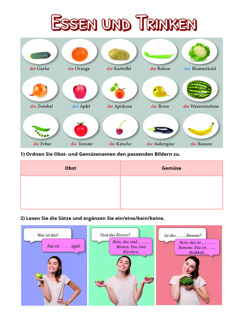 Essen Und Trinken Arbeitsblatt | PDF