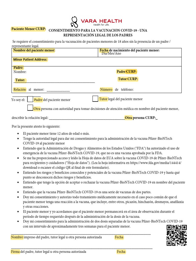 Pediatric Pfizer 3 Pages Consent With Immtrac2 Bridge Version ...