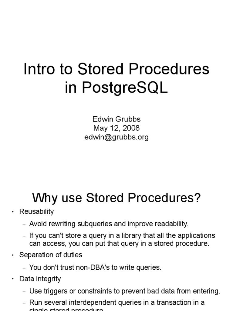 Plugin-Postgresql Stored Procedures | PDF