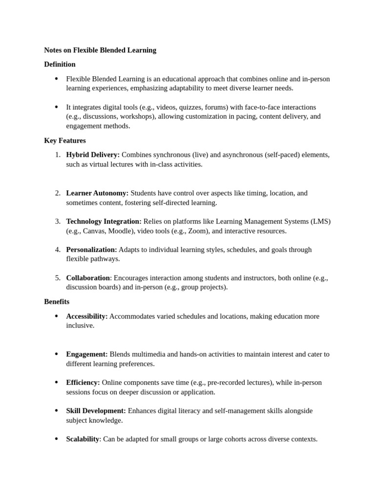 Notes On Flexible Blended Learning | PDF | Learning | Education Theory