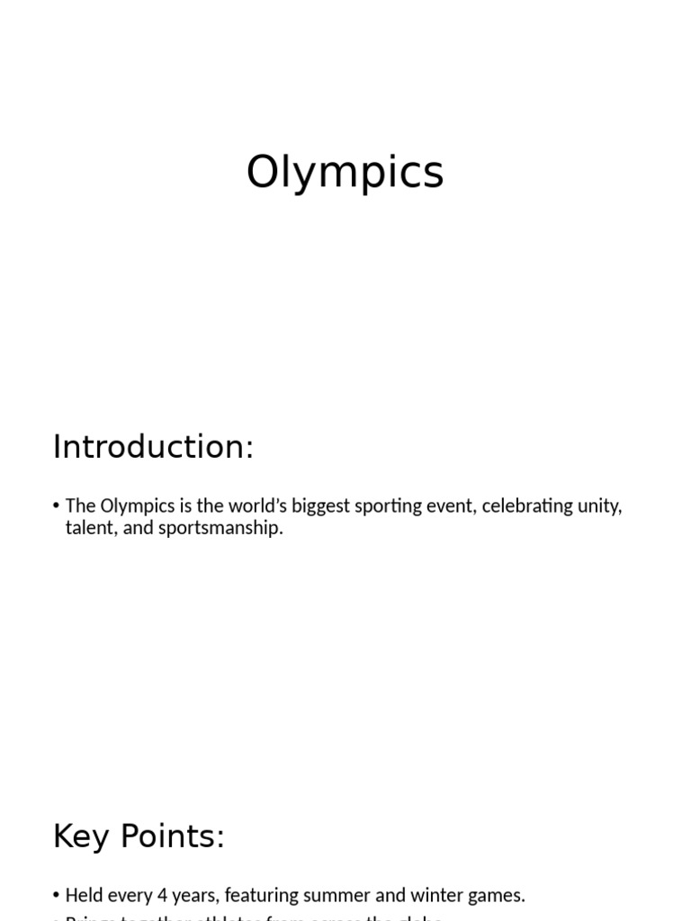 Olympics Pdf