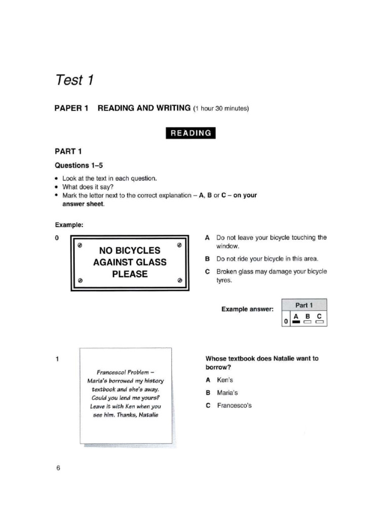 Level 2 Cambridge Preliminary English Test 1 | PDF