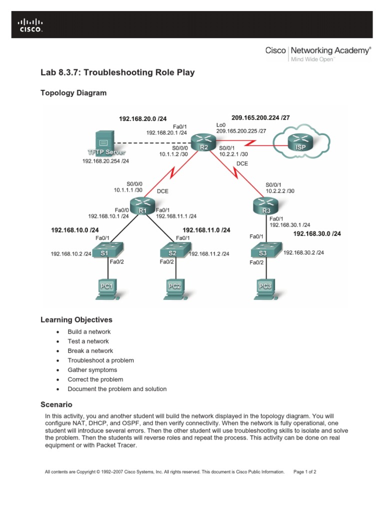 lAB 8.3.7 AND 8.5.1 | PDF | Ip Address | Cisco Certifications