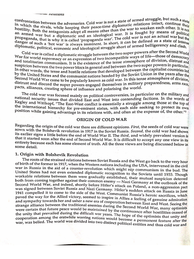 Origin of The Cold War | PDF